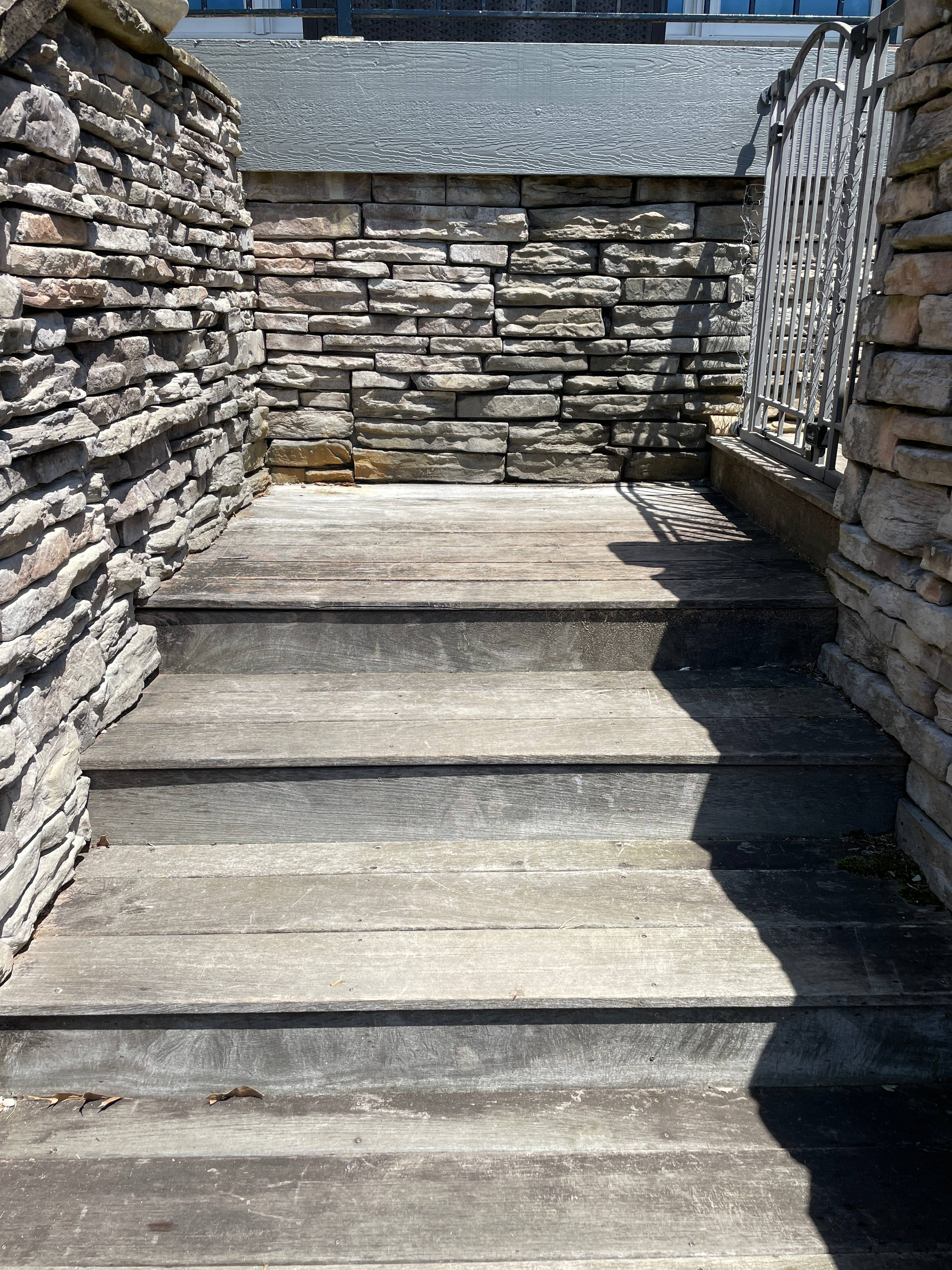 Before: Steps needing pressure washing
