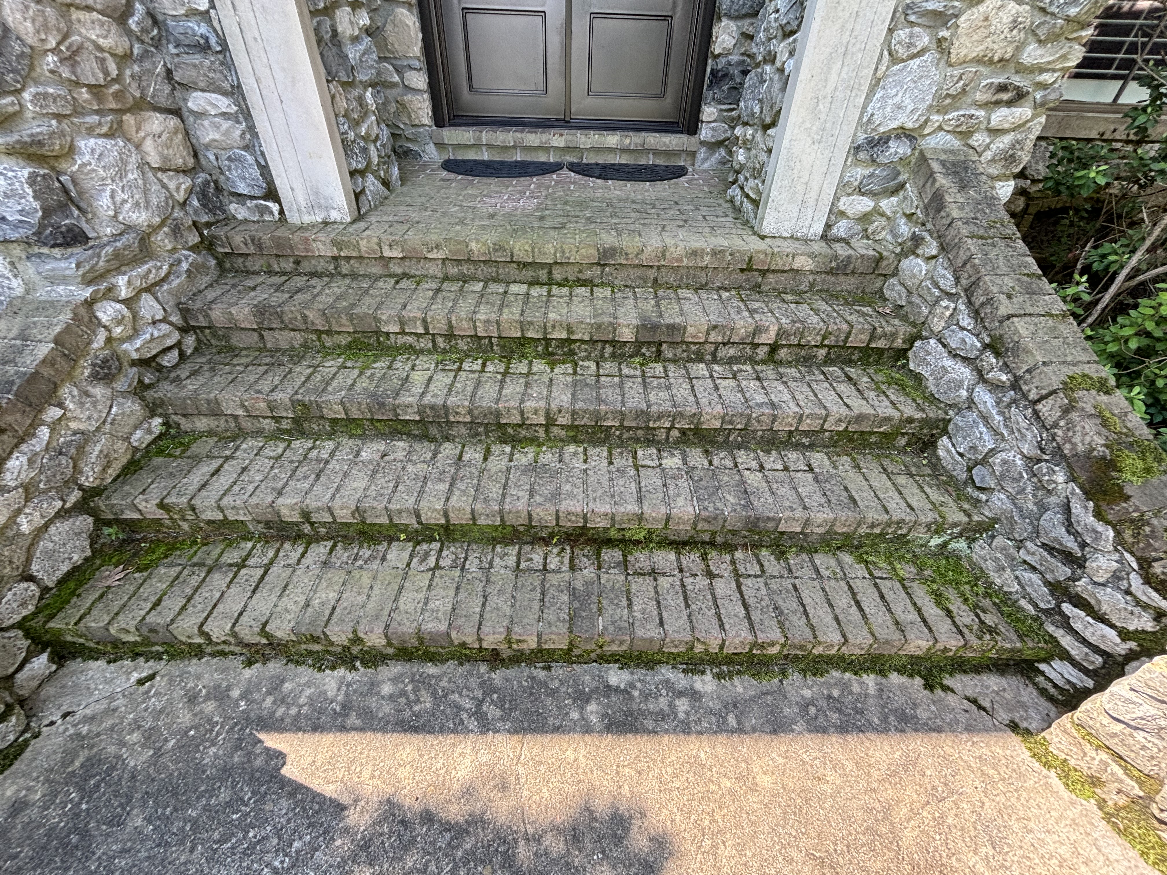 Before: Stone Steps needing pressure washing